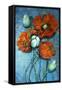 Orange Poppies on Blue-Cherie Roe Dirksen-Framed Stretched Canvas