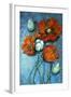 Orange Poppies on Blue-Cherie Roe Dirksen-Framed Giclee Print