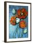 Orange Poppies on Blue-Cherie Roe Dirksen-Framed Giclee Print