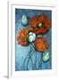 Orange Poppies on Blue-Cherie Roe Dirksen-Framed Giclee Print