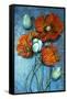 Orange Poppies on Blue-Cherie Roe Dirksen-Framed Stretched Canvas