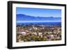 Orange Roofs Buildings Coastline Pacific Ocean Santa Barbara, California-William Perry-Framed Photographic Print