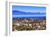 Orange Roofs Buildings Coastline Pacific Ocean Santa Barbara, California-William Perry-Framed Photographic Print