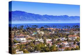 Orange Roofs Buildings Coastline Pacific Ocean Santa Barbara, California-William Perry-Stretched Canvas