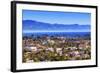 Orange Roofs Buildings Coastline Pacific Ocean Santa Barbara, California-William Perry-Framed Photographic Print