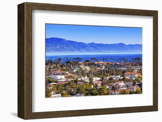 Orange Roofs Buildings Coastline Pacific Ocean Santa Barbara, California-William Perry-Framed Photographic Print