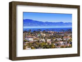 Orange Roofs Buildings Coastline Pacific Ocean Santa Barbara, California-William Perry-Framed Photographic Print