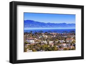 Orange Roofs Buildings Coastline Pacific Ocean Santa Barbara, California-William Perry-Framed Photographic Print