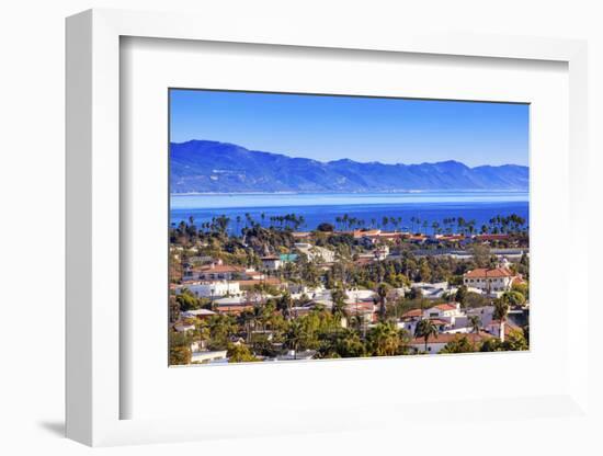 Orange Roofs Buildings Coastline Pacific Ocean Santa Barbara, California-William Perry-Framed Photographic Print