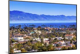 Orange Roofs Buildings Coastline Pacific Ocean Santa Barbara, California-William Perry-Mounted Photographic Print