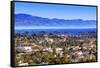 Orange Roofs Buildings Coastline Pacific Ocean Santa Barbara, California-William Perry-Framed Stretched Canvas