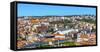 Orange roofs market, Lisbon, Portugal. View from Castelo de San Jorge from observation platform.-William Perry-Framed Stretched Canvas