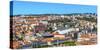 Orange roofs market, Lisbon, Portugal. View from Castelo de San Jorge from observation platform.-William Perry-Stretched Canvas