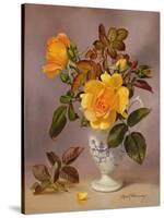Orange Roses in a Blue and White Jug-Albert Williams-Stretched Canvas