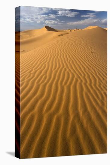 Orange Sand Dunes and Sand Ripples, Erg Chebbi Sand Sea, Sahara Desert Near Merzouga-Lee Frost-Stretched Canvas