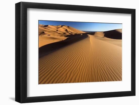 Orange Sand Dunes and Sand Ripples, Erg Chebbi Sand Sea, Sahara Desert Near Merzouga-Lee Frost-Framed Photographic Print