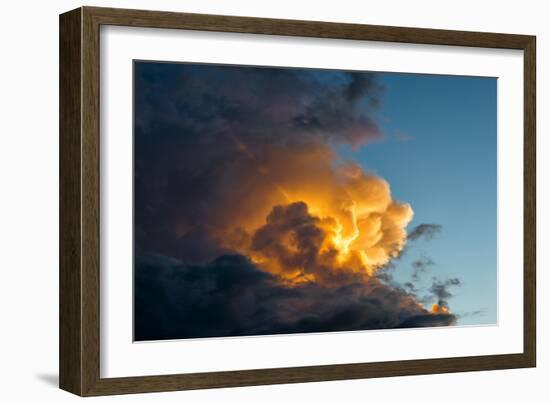 Orange Streak of Light Pierces Dramatic Cloud Formation-Sheila Haddad-Framed Photographic Print