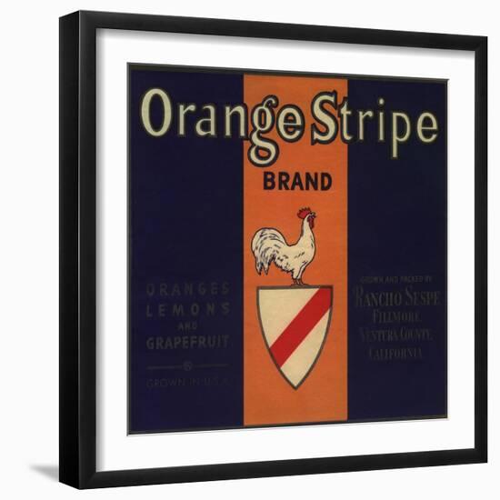 Orange Stripe Brand - Fillmore, California - Citrus Crate Label-Lantern Press-Framed Art Print