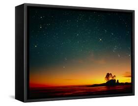 Orange Sunset with Orion, Gemini & Cancer-David Nunuk-Framed Stretched Canvas