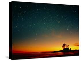 Orange Sunset with Orion, Gemini & Cancer-David Nunuk-Stretched Canvas