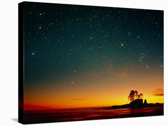 Orange Sunset with Orion, Gemini & Cancer-David Nunuk-Stretched Canvas