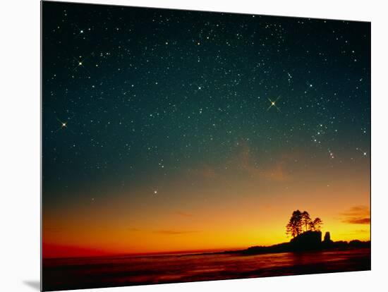 Orange Sunset with Orion, Gemini & Cancer-David Nunuk-Mounted Photographic Print