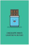 Chocolate Makes Everything Better! (Line Art Vector Illustration in Flat Style Design)-Orange Vectors-Art Print
