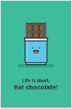 Chocolate Makes Everything Better! (Line Art Vector Illustration in Flat Style Design)-Orange Vectors-Art Print