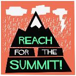 Reach for the Summit! (Flat Style Vector Illustration Travel Quote Poster Design)-Orange Vectors-Art Print