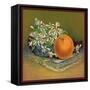 Orange with Flowers - Citrus Crate Label-Lantern Press-Framed Stretched Canvas