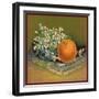Orange with Flowers - Citrus Crate Label-Lantern Press-Framed Art Print