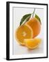 Orange with Stalk and Leaf, Orange Half and Wedge-null-Framed Photographic Print