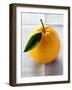 Orange with Stalk and Leaf-Foodcollection-Framed Photographic Print