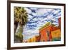 Orange Yellow Town Streets, San Miguel de Allende, Mexico.-William Perry-Framed Premium Photographic Print