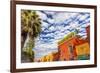 Orange Yellow Town Streets, San Miguel de Allende, Mexico.-William Perry-Framed Premium Photographic Print