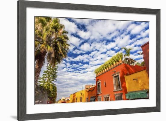 Orange Yellow Town Streets, San Miguel de Allende, Mexico.-William Perry-Framed Premium Photographic Print