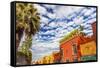 Orange Yellow Town Streets, San Miguel de Allende, Mexico.-William Perry-Framed Stretched Canvas