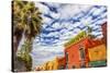 Orange Yellow Town Streets, San Miguel de Allende, Mexico.-William Perry-Stretched Canvas