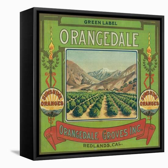 Orangedale Orange Label - Redlands, CA-Lantern Press-Framed Stretched Canvas