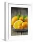Oranges and Tangerines in a Peel on Old Wood-Jana Ihle-Framed Photographic Print