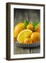 Oranges and Tangerines in a Peel on Old Wood-Jana Ihle-Framed Photographic Print