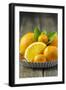 Oranges and Tangerines in a Peel on Old Wood-Jana Ihle-Framed Photographic Print