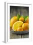 Oranges and Tangerines in a Peel on Old Wood-Jana Ihle-Framed Photographic Print