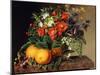 Oranges, Blackberries and a Vase of Flowers on a Ledge, 1834-Johan Laurents Jensen-Mounted Giclee Print