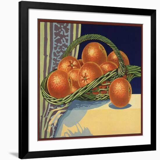 Oranges in Basket - Citrus Crate Label-Lantern Press-Framed Art Print