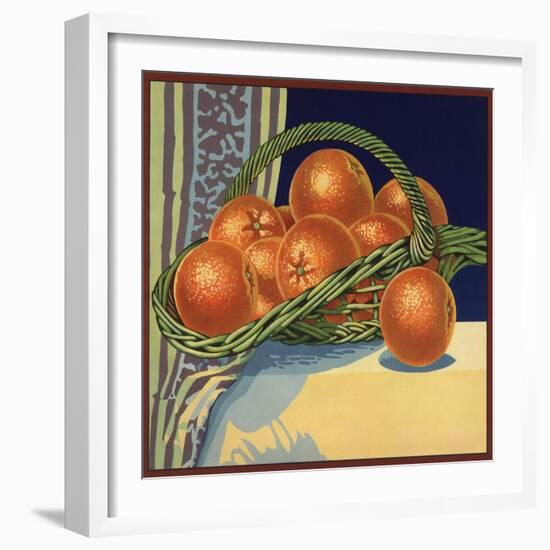 Oranges in Basket - Citrus Crate Label-Lantern Press-Framed Art Print