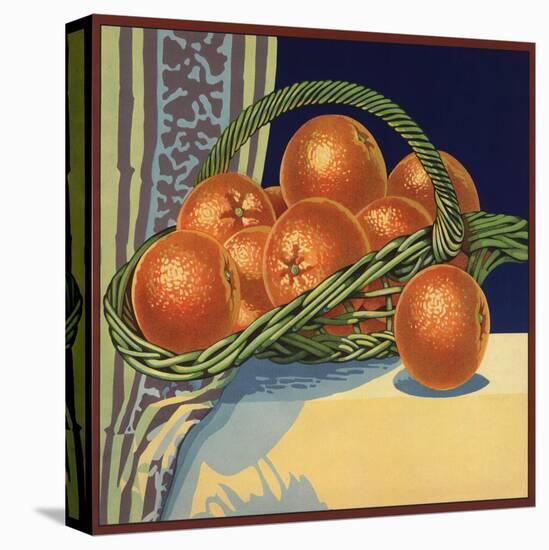 Oranges in Basket - Citrus Crate Label-Lantern Press-Stretched Canvas