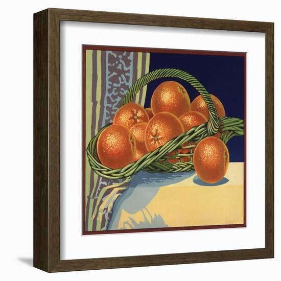 Oranges in Basket - Citrus Crate Label-Lantern Press-Framed Art Print