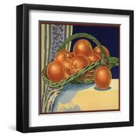 Oranges in Basket - Citrus Crate Label-Lantern Press-Framed Art Print