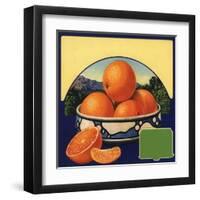 Oranges in Bowl - Citrus Crate Label-Lantern Press-Framed Art Print